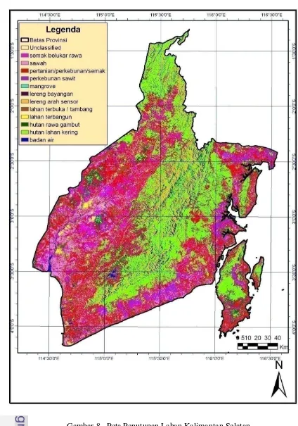 Gambar 8.  Peta Penutupan Lahan Kalimantan Selatan 