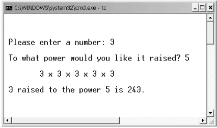 Fig. 1. The expected output display of the writing-code test from case of a math operator for raising an input number to a particular power 