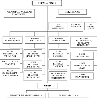 Gambar 4.2 Struktur Organisasi Dinas Kehutanan dan Perkebunan, (2014)