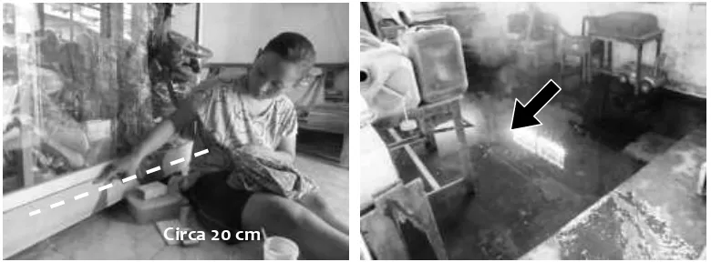 Figure 3. Different Level of Inundation Depth inside Houses: A Lady Pinpoints The Level of 
