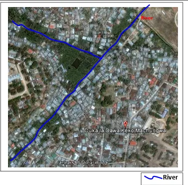 Figure 3. Informal housing development in Keko Machungwa (Google earth view 2012)  