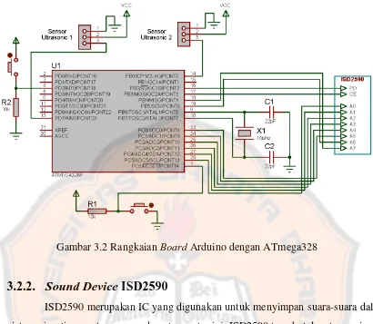 Gambar 3.2 Rangkaian Board Arduino dengan ATmega328 