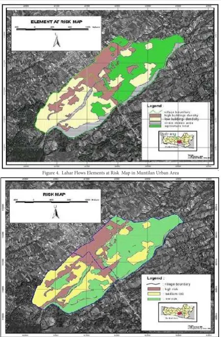 Figure 4.  Lahar Flows Elements at Risk  Map in Muntilan Urban Area