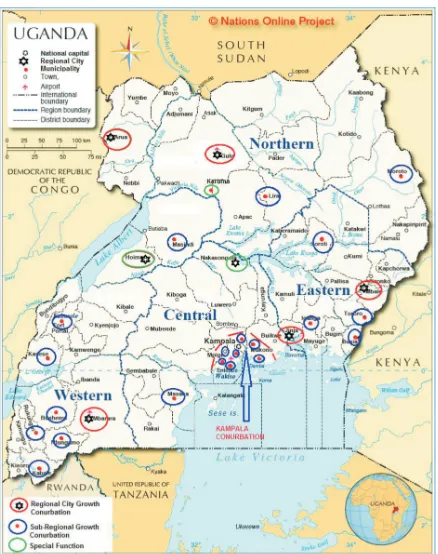 Figure 1. Map of Uganda (Source: Ministry of Lands, Housing and Urban Development)