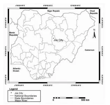 Figure 1. Map of Nigeria Showing Jos City