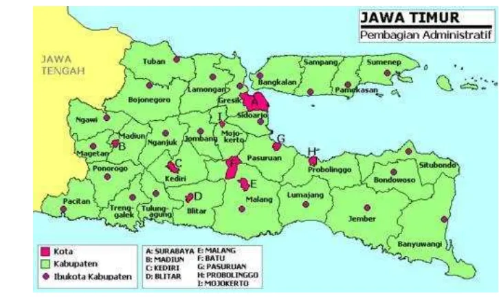 Gambar 1  Peta administratif Propinsi Jawa Timur 