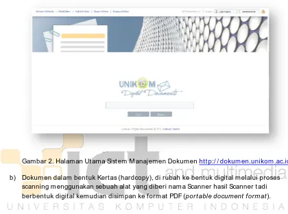 Gambar 2. Halaman Utama Sistem Manajemen Dokumen http:/ / dokumen.unikom.ac.id 