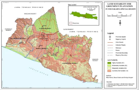 Figure 4. Map of lands suitable for groundnut in Yogyakarta Special Region