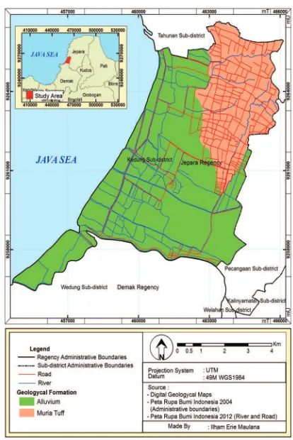 Figure 2. Geological Map of Kedung Sub-District.Source: Digital geologycal maps