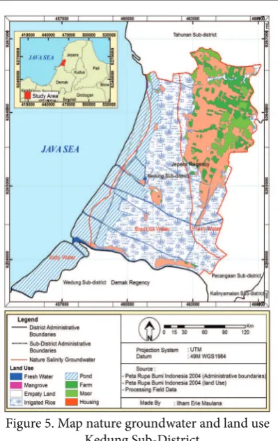 Figure 4. Map isohalin and nature of groundwater in 