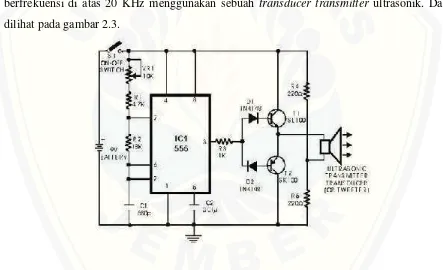 Gambar 2.3 Pemancar Ultrasonik Transmitter (http://mikrokontroler.org)