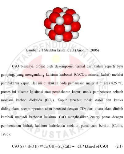 Gambar 2.1 Struktur kristal CaO (Anonim, 2006) 