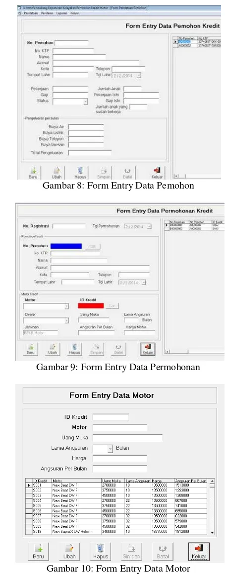 Gambar 8: Form Entry Data Pemohon 
