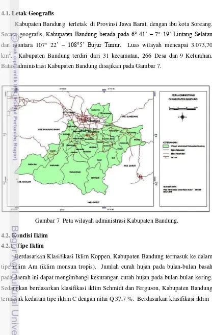 Gambar 7  Peta wilayah administrasi Kabupaten Bandung. 