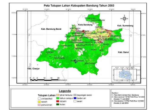 Gambar 12  Penutupan lahan Kabupaten Bandung tahun 2003. 