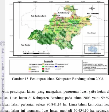 Gambar 13  Penutupan lahan Kabupaten Bandung tahun 2008. 