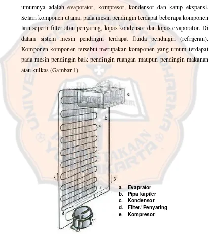 Gambar 1. Skema mesin pendingin pada kulkas. 