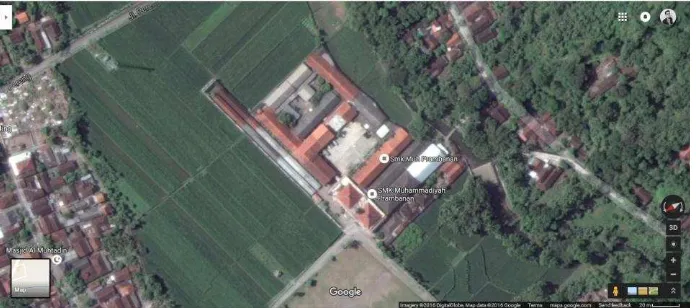 Gambar 3. SMK Muhammadiyah Prambanan Dilihat dari Google Earth 