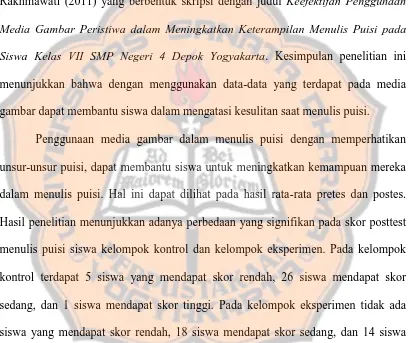 gambar dapat membantu siswa dalam mengatasi kesulitan saat menulis puisi.  