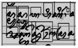 Figure 1. Example of two different lines of a part of PB.A57 manuscript which contains two different cha-racters with intersecting positions
