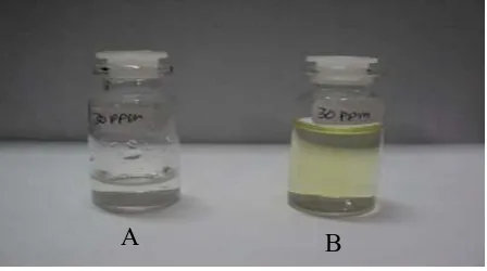Gambar 6. Proses Adsorpsi Zat Warna Remazol Yellow FG  Sebelum (B) dan Sesudah (A) Pada Kondisi Variasi Berat Adsorben Optimum