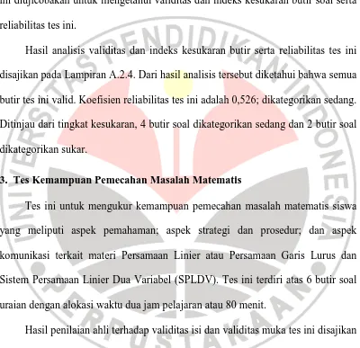 Tabel 3.10 Hasil Uji Q-Cochran terhadap Hasil Penilaian Validitas Tes Kemampuan Pemecahan Masalah Matematis 