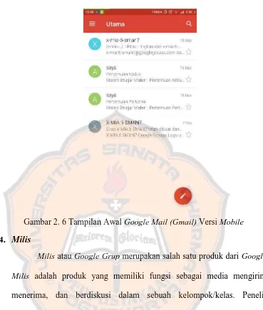 Gambar 2. 6 Tampilan Awal Google Mail (Gmail) Versi Mobile 