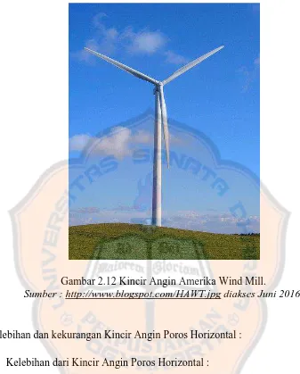 Gambar 2.12 Kincir Angin Amerika Wind Mill. Sumber : http://www.blogspot.com/HAWT.jpg diakses Juni 2016.