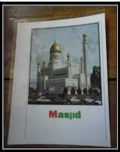 Gambar 1. Contoh Media Kartu Bergambar Masjid Sub tema Tempat Ibadah Agama Islam 