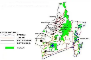 Gambar 1. Lokasi Kawasan Anadalan di Provinsi Kalimantan Selatan 