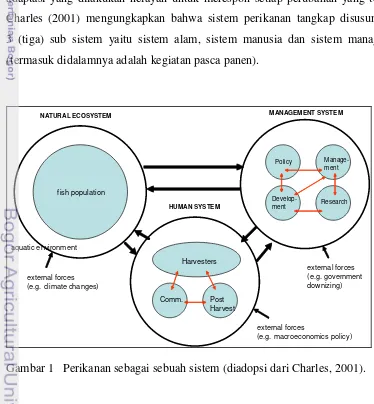 Gambar 1   Perikanan sebagai sebuah sistem (diadopsi dari Charles, 2001). 