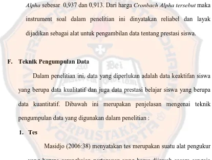 Tabel 3.7. Hasil Uji Reliabilitas Soal Siklus I dan Siklus II 