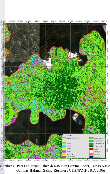 Gambar 4.  Peta Penutupan Lahan di Kawasan Gunung Endut, Taman Nasional   
