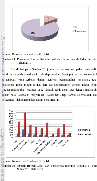 Gambar 19. Persentase Jumlah Rumah Sakit dan Puskesmas di Pulau Sumatera 
