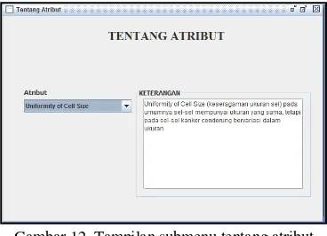 Gambar 12. Tampilan submenu tentang atribut pada menu bantuan 