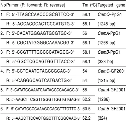 Table 1. Primers for amplifying cam genes