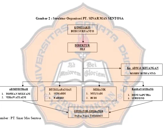 Gambar 2 : Struktur Organisasi PT. SINAR MAS SENTOSA 