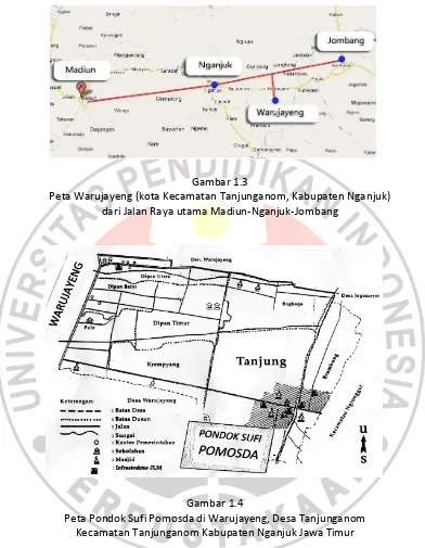Gambar 1.3 Peta Warujayeno (kota Kecamatan Tanjunoanom, Kabupaten Noanjuk) 