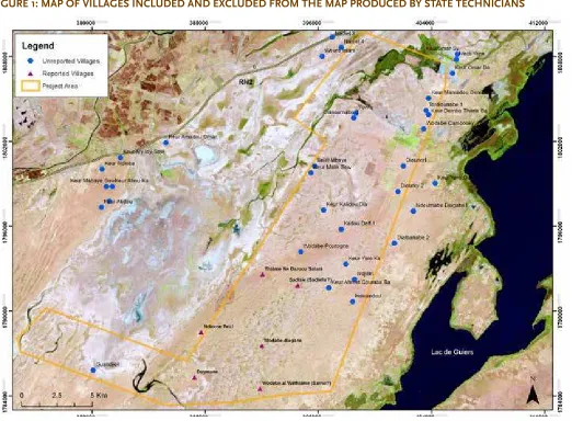 Figure 1: Map oF Villages included and excluded FroM the Map produced by state technicians