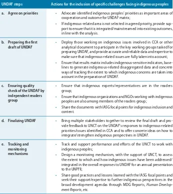Table 3.  Including speciﬁc indigenous challenges in the UN Development Assistance Framework (UNDAF)