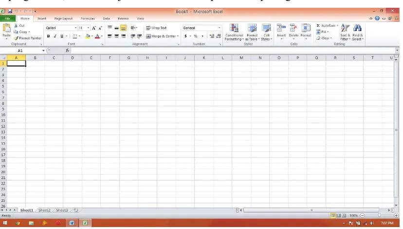 Gambar 4.1 Tampilan Pengaktifan Jendela Microsoft Excel dari Windows 