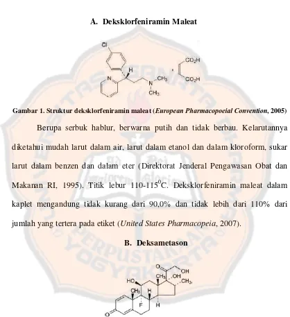 Gambar 1. Struktur deksklorfeniramin maleat (European Pharmacopoeial Convention, 2005) 