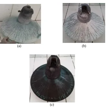 Gambar 4.4 (a) Isolator dengan Pengotor 550 gram NaCl (b) Isolator dengan Pengotor 900 CaCO3 (c) Isolator dengan Pengotor 700 gram C 