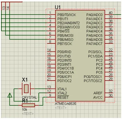 Gambar 3.3 Rangkaian sistem minimum mikrokontroler ATMEGA8535 