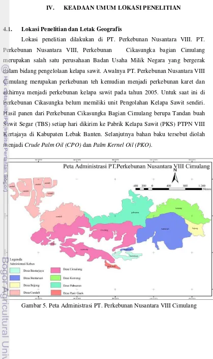 Gambar 5. Peta Administrasi PT. Perkebunan Nusantara VIII Cimulang 