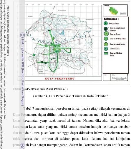 Gambar 4. Peta Persebaran Taman di Kota Pekanbaru 