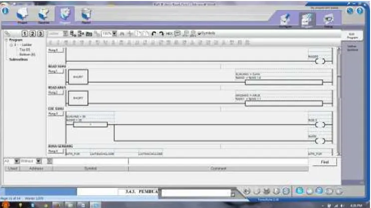 Gambar 3.12 : Pemrograman pada PLC menggunakan software Twido Suite 