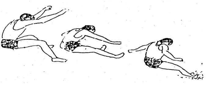 Gambar 4. Pendaratan  Lompat Jauh Gaya Jongkok (Aip Syarifuddin, 1992: 95)  