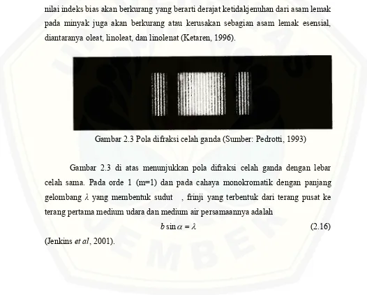 Gambar 2.3 Pola difraksi celah ganda (Sumber: Pedrotti, 1993)