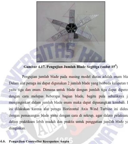 Gambar 4.17. Pengujian Jumlah Blade Segitiga (sudut 85 0) 